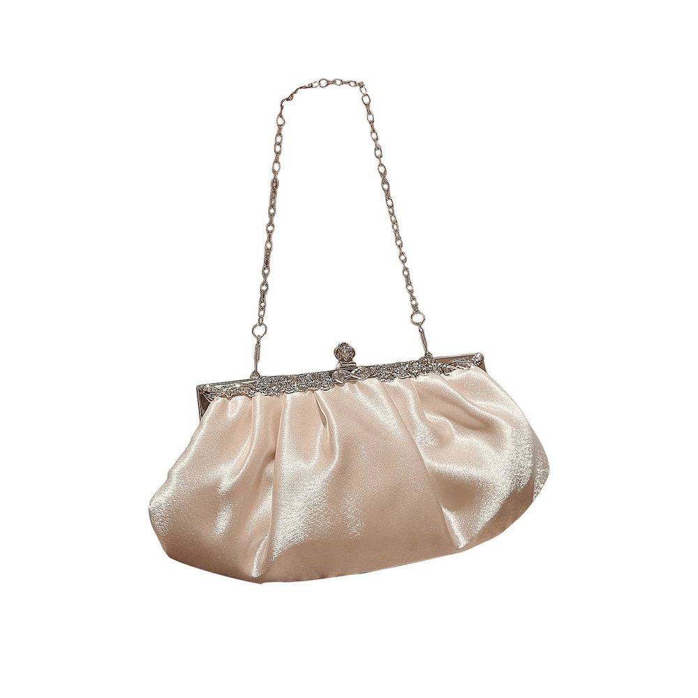 Oyoangle Rhinestone Satin Clutch - Shiny Evening Party Shoulder Bag